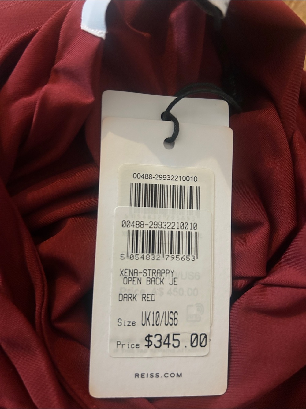 REISS Xena Halterneck Draped Maxi Dress Size UK 10/US 6 $345 Burgundy - Picture 3 of 6